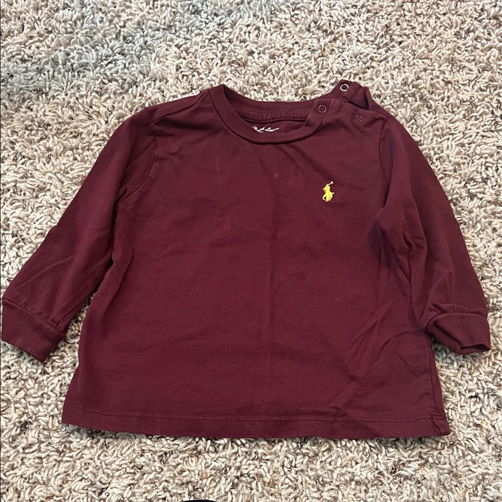 Ralph Lauren Maroon Long Sleeve Kids Tee
